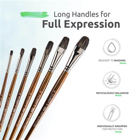 Artists Filbert Brushes 6 Pcs Brush Set For Oil And Acrylics