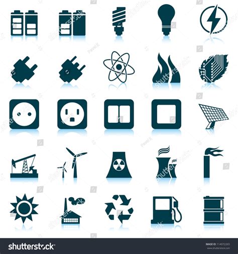 Electricity Power Energy Icon Set Vector Stock Vector Royalty Free