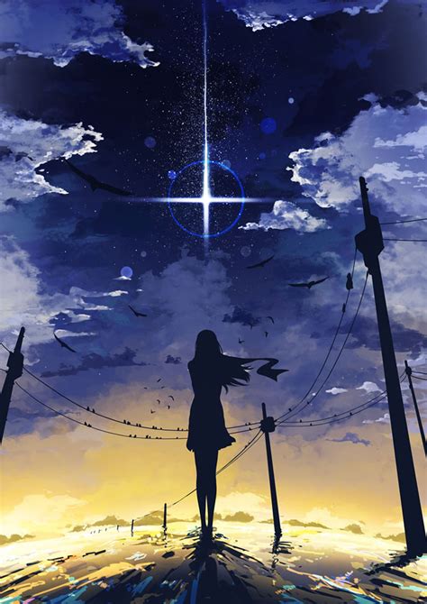 Night Girl Sunset Star Anime Wallpapers Hd Desktop And Mobile