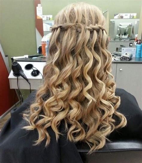 Waterfall Braid With Spiral Curls Prom Hairstyles Hairstyle Guides