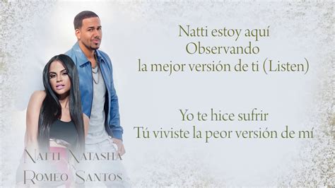 La Mejor Version De Mi Remix Letra Natti Natasha X Romeo Santos Lyric Video 1 Youtube