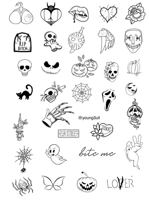 Spooky Season Flash Sheet Etsy Halloween Tattoos Scary Tattoos