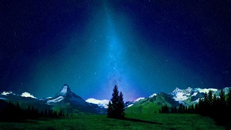 Green Nature Trees Night Matterhorn Zermatt 1920x1080