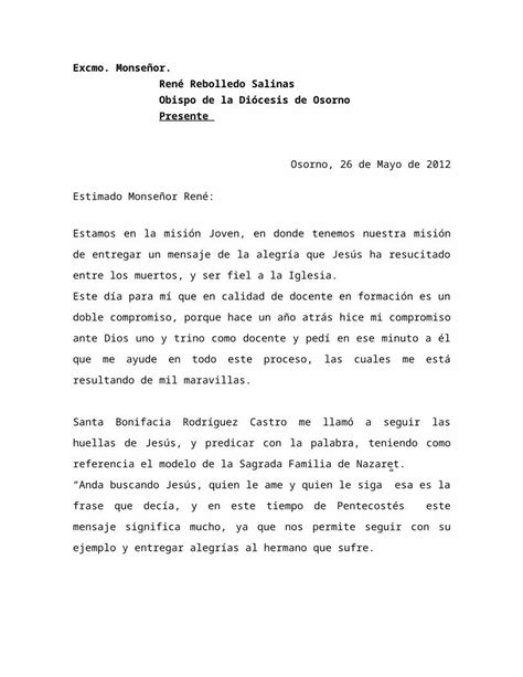 Carta De Agradecimiento Al Obispo De Osorno RenÉ Rebolledo Download