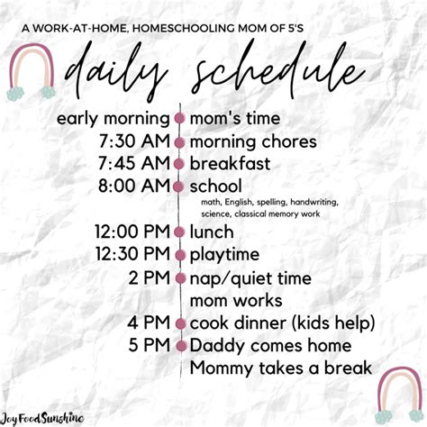 Daily Homeschool Schedule Mom Of 6 Joyfoodsunshine