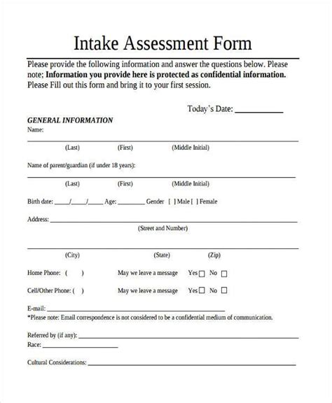 Free 8 Client Assessment Forms In Pdf Ms Word
