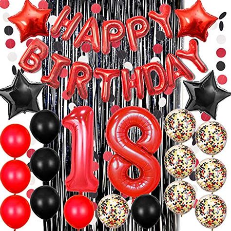 Haimimall Th Birthday Decorations Party Balloons Happy Banner Red