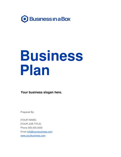 Business Plan Template By Business In A Box™