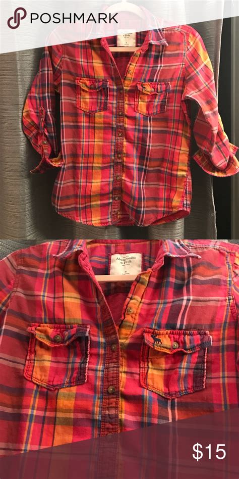Abercrombie Plaid Shirt Pink Plaid Abercrombie Button Up In Good Condition Abercrombie And Fitch