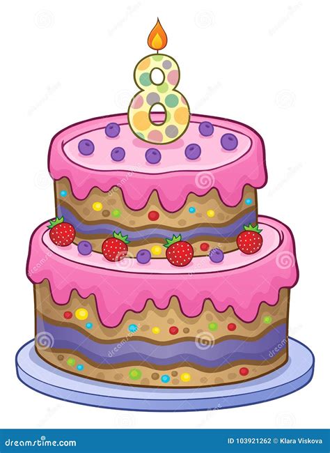 Birthday Cake Image For 8 Years Old Stock Vector Illustration Of