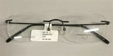 Brand New Naturally Rimless Nr370 Navy Womens Eyeglasses Frames 53 18
