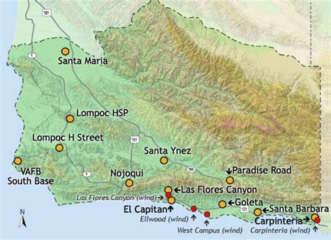 Location Of Santa Barbara County Monitoring Stations Santa Barbara