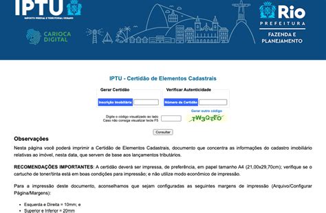 API de consulta Prefeitura RJ Rio de Janeiro Certidão de Elementos Cadastrais IPTU