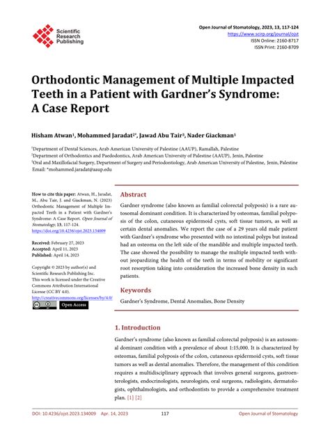 Pdf Orthodontic Management Of Multiple Impacted Teeth In A Patient