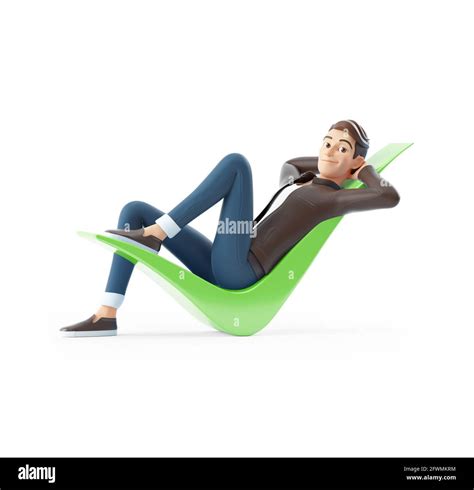 3d Cartoon Man Lying Down On Check Mark Illustration Isolated On White