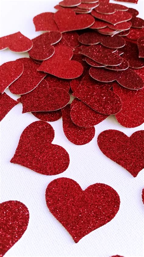Red Glitter Hearts Confetti Wedding Decor Valentines Day Etsy