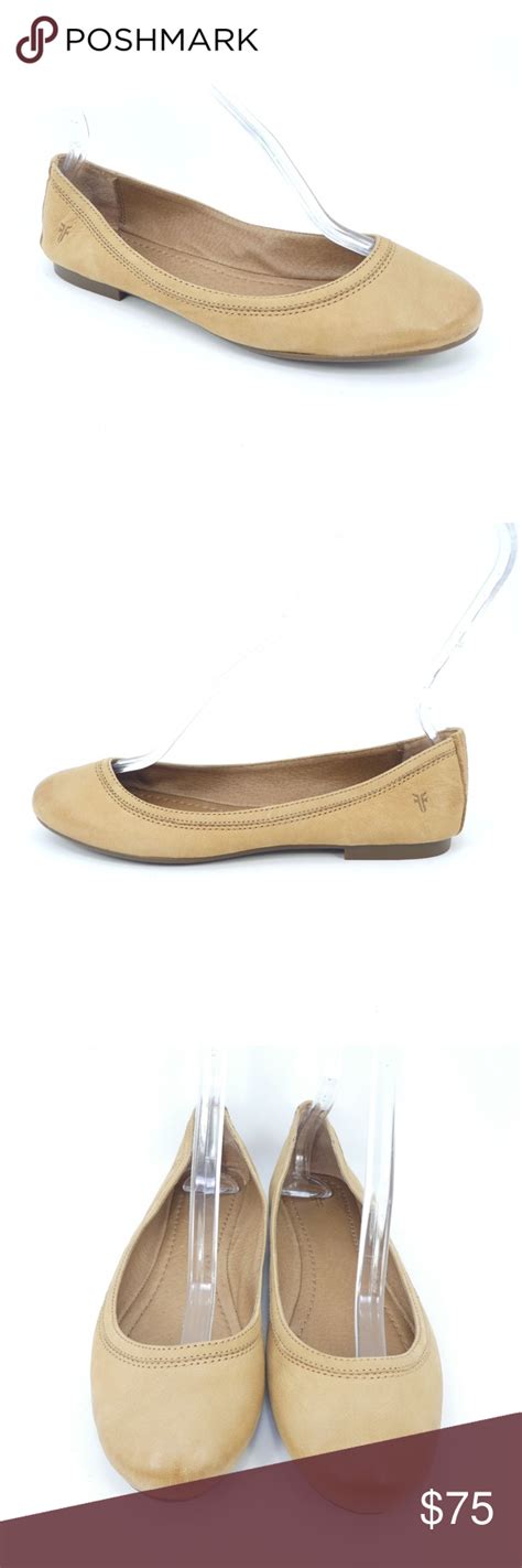 Frye Carrie Sand Brown Leather Ballet Flats Brown Leather Ballet