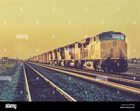 Freight Train Traveling Through Desert Arizona Stock Photo Alamy