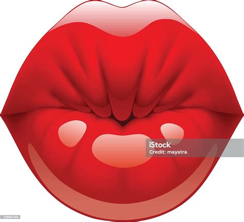 Red Kissing Lips Stock Illustration Download Image Now 18 19 Years
