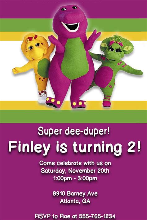 Barney Digital Invitation On Etsy 500 Barney Party Barney