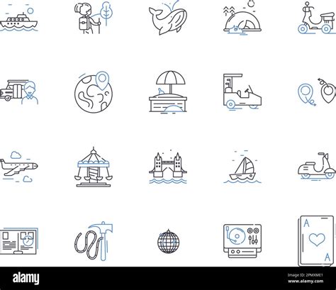 Travel And Leisure Outline Icons Collection Vacation Tour Adventure