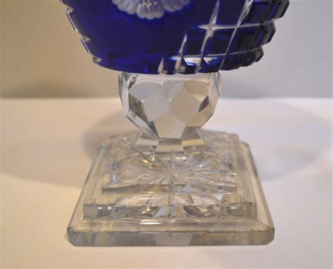 Bargain John S Antiques Tuthill Cut Glass American Brilliant Blue Cut To Clear Footed Vase