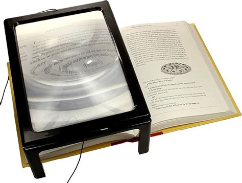 a4 full page magnifier hands free 3x magnification for reading with 4 led lights flip out legs