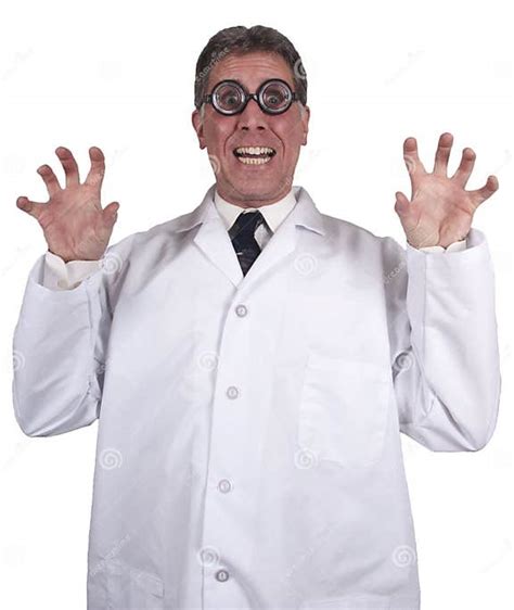 Funny Mad Scientist Crazy Doctor Isolated On White Stock Photo Image