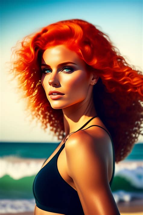 Lexica Girl Beauty Freakless Sky Redhead Beach Summer Coktail