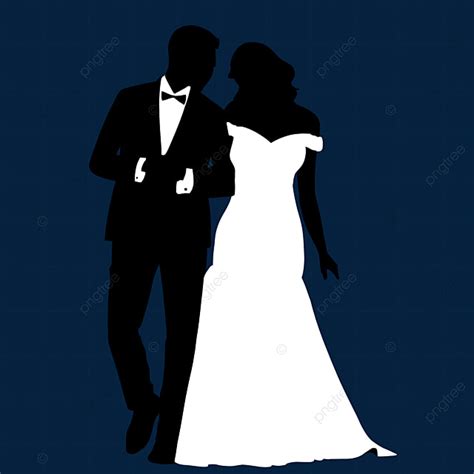 Gambar Siluet Pernikahan Pengantin 1 Pengantin Clipart Bayangan Hitam