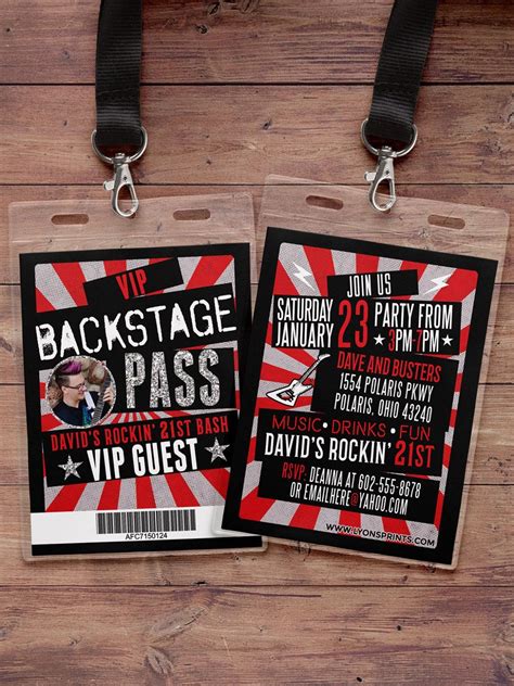 VIP PASS Backstage Pass Concert Ticket Birthday Invitation Th Th St Th Party