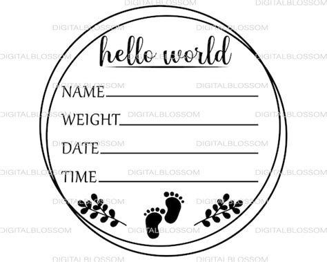 Hello World Svg Baby Birth Announment Svg Baby Stats Sign Etsy