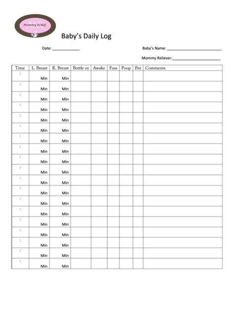 Top Infant Daily Log Free To Download In Pdf Format