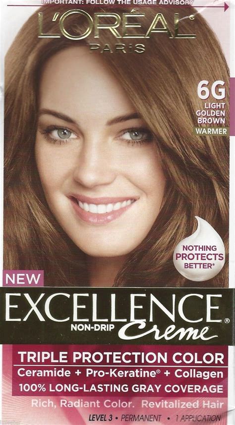 Shop the light brown hair dye range online at superdrug. L'Oreal Excellence Creme Triple Protection HAIR COLOR 6G ...