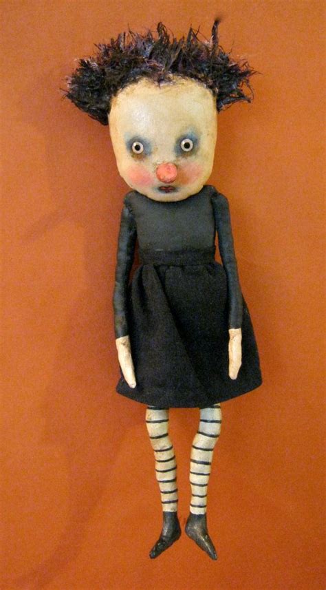 Weird Art Doll In Black Dress Odd Girl Doll Weird Etsy Scary Dolls