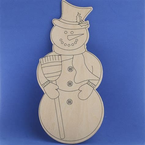 Outlined Wood Snowman Cutout Wood Cutouts Unfinished Wood Craft