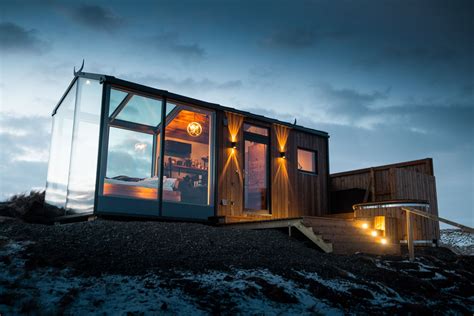 Ood Panorama Glass Lodge Glass Cabin Iceland House Hot Tub Outdoor