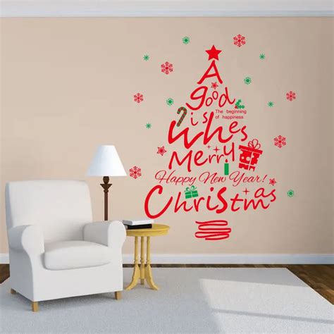 Red Christmas Tree Vinyl Wall Stickers Mural Removable Wall Decal Shop
