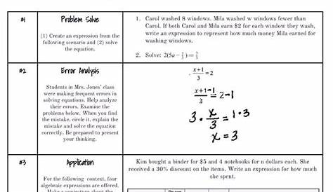 Translating Algebraic Expressions Worksheet 7Th Grade