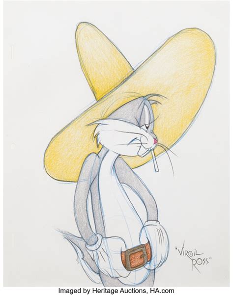 Signed Bugs Bunny Original Virgil Ross Drawing Animation Art