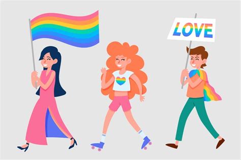 Free Vector Illustration With People On Pride Day Design