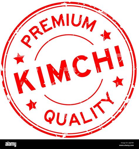 Grunge Red Premium Quality Kimchi Word Round Rubber Seal Stamp On White