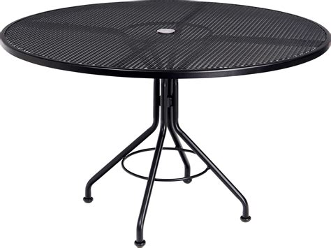 Find great deals on ebay for round patio table chair. Woodard Mesh Wrought Iron 48 Round Table with Umbrella ...