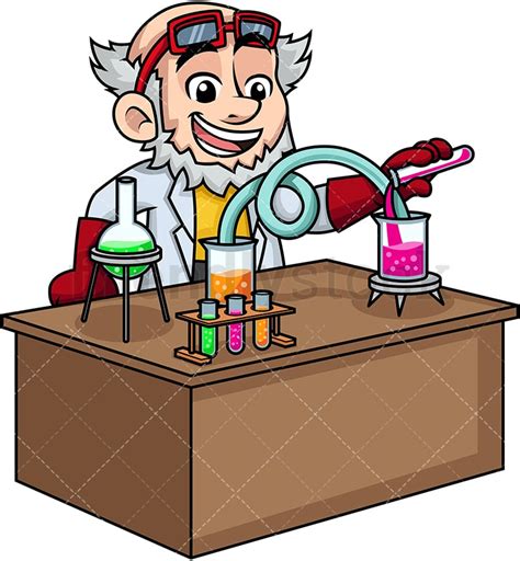 Crazy Scientist Working In His Lab Cartoon Vector Clipart FriendlyStock