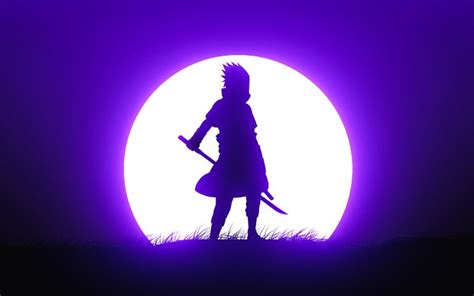 Download Wallpapers Sasuke Uchiha Silhouette Moon Naruto Characters