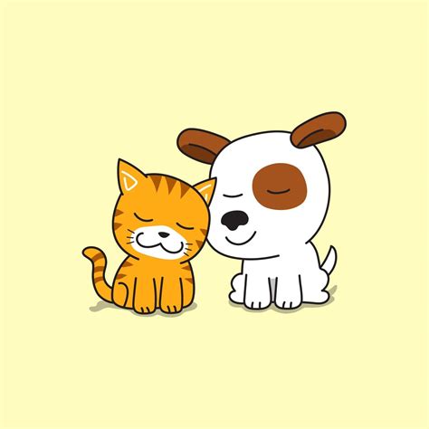 Vector De Personaje De Dibujos Animados Lindo Gato Y Perro 2245753