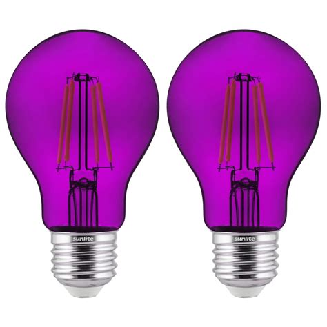 2 Pack Sunlite Led Transparent Purple A19 Filament Bulbs 45 Watts D