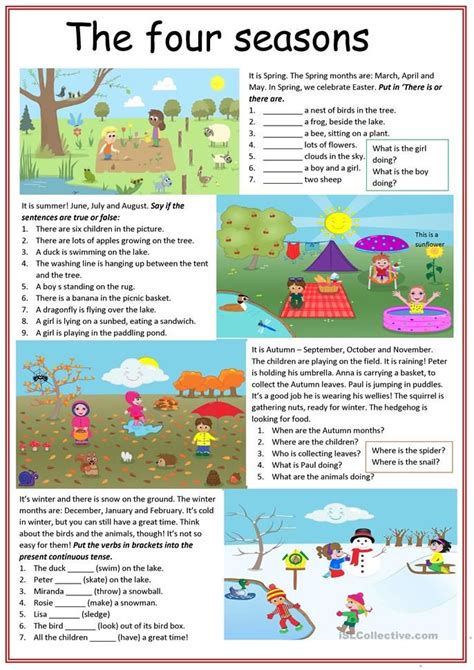 The Four Seasons English Esl Worksheets For Distance Learning And
