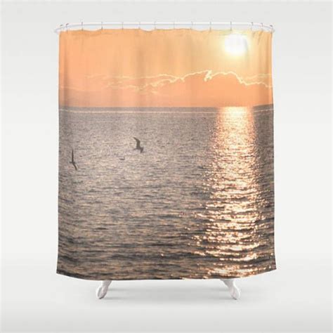Asymmetrical Glow ~ Sunset Shower Curtain ~ Beach Shower Curtain