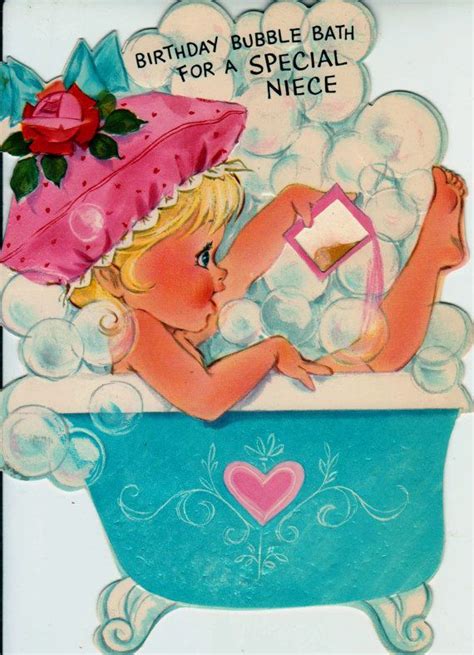 birthday bubble bath for a special niece vintage greetings card vintage birthday cards